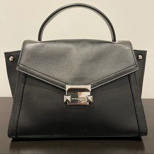 Michael Kors Whitney Medium Leather Black Satchel